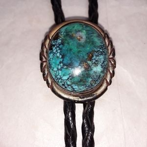 Vtg Navajo Nakai Sterling Silver & Turquoise Bolo